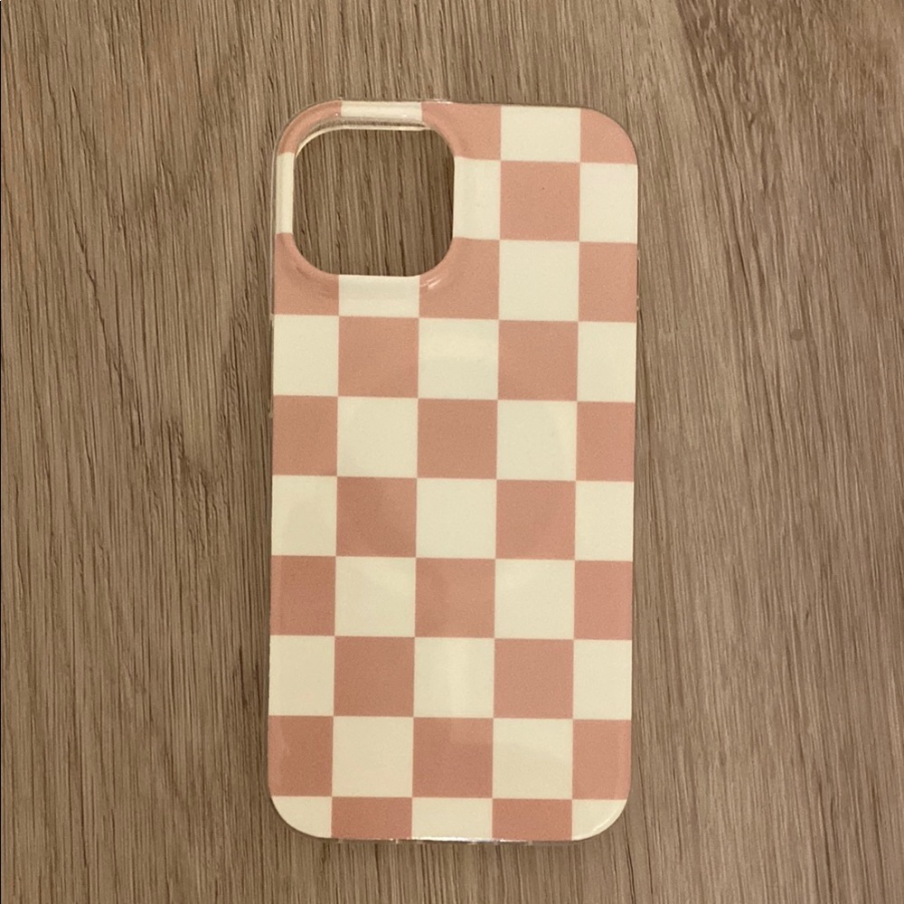 Stylish Pink and White Checkerboard iPhone Case